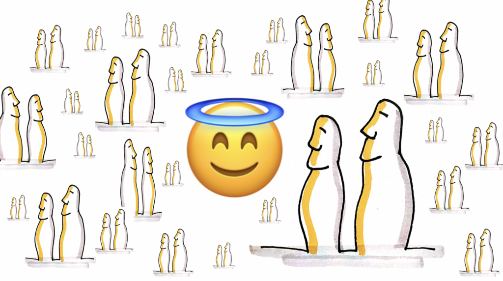 Nettigkeitskultur, Emoji mit Heiligenschein und Moai